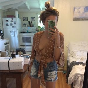 Faithfull The Brand Burnt Orange Kimono Wrap Top